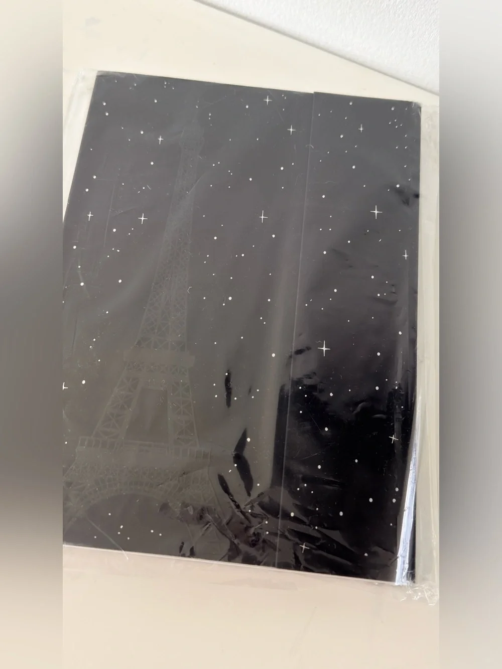 Eiffel Tower Black Notebook - Starry Night Cover